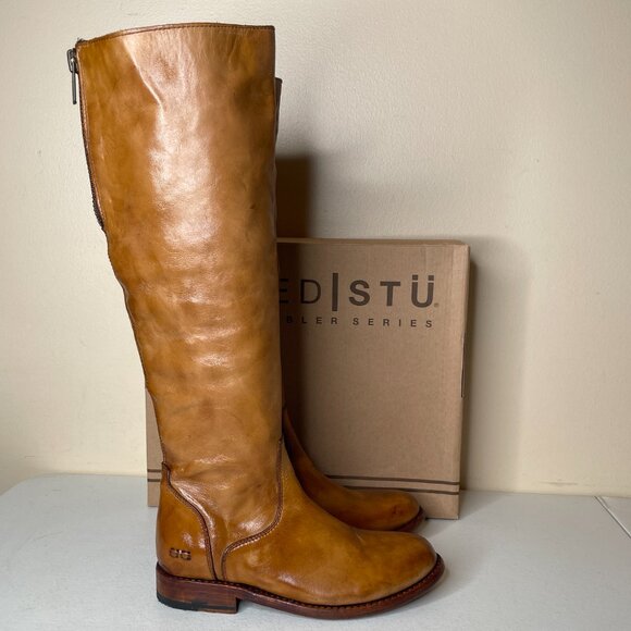 BED STU Tess Tan Distressed Leather Tall Riding Boots BEDSTU Size 8 - Picture 5 of 16
